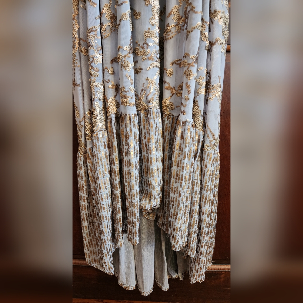 Cupio Heather Grey With Gold Sequins Maxi Dress. NWT. - Picture 6 of 12